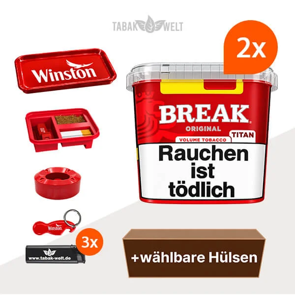Break Original Volumentabak im 2er-Pack Titan-Box mit wählbaren Hülsen und Aktionszubehör