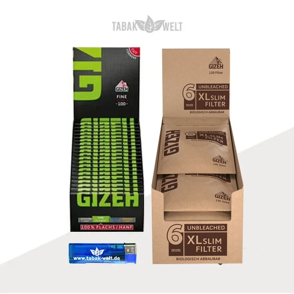 Gizeh Black Fine Blättchen kombiniert mit ungebleichten Gizeh XL Slim Filtern