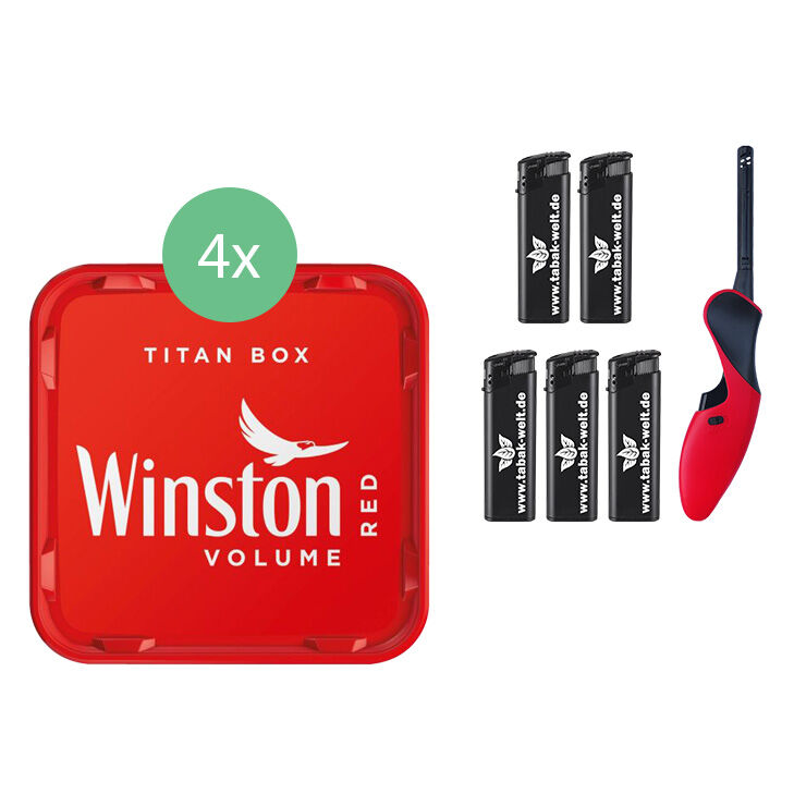 Winston Tabak 4 x Titan Box mit Adamo BBQ Stabfeuerzeugen