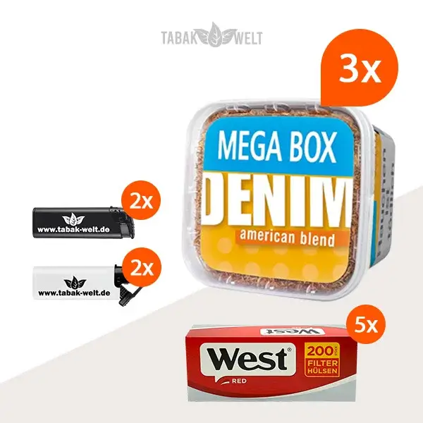 denim-volumentabak-3x-mega-box-mit-1000-huelsen-und-feuerzeugen