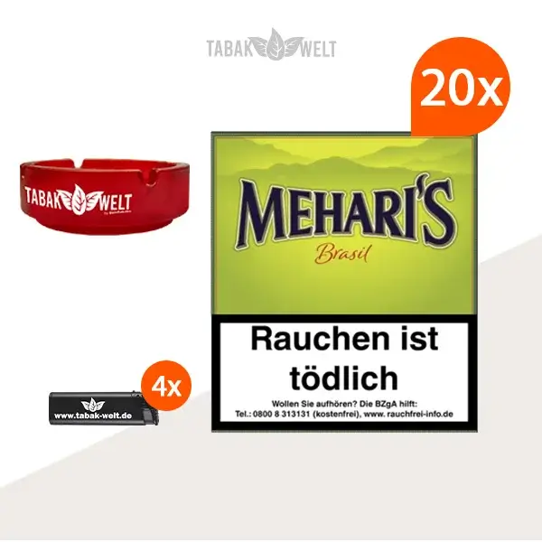 20X Mehari's Brasil mit Feuerzeuge und Glasaschenbecher 20X Mehari's Brasil mit Feuerzeuge und Glasaschenbecher
