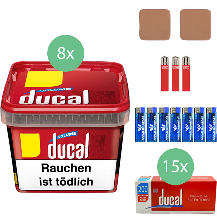 Ducal Tabak 8 x 195g mit 3000 King Size Filterhülsen