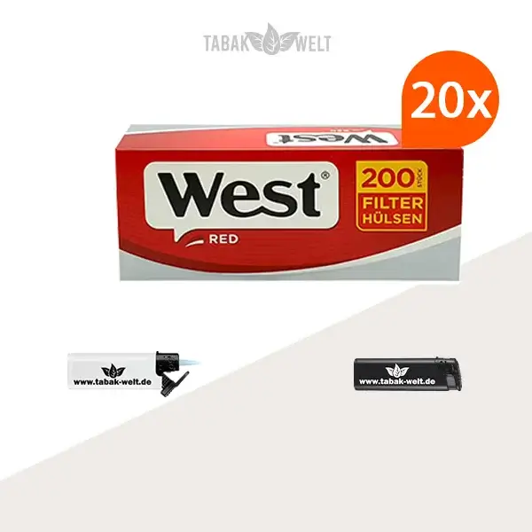 20x-west-red-filterhuelsen-200er-4000-stueck-mit-feuerzeugen