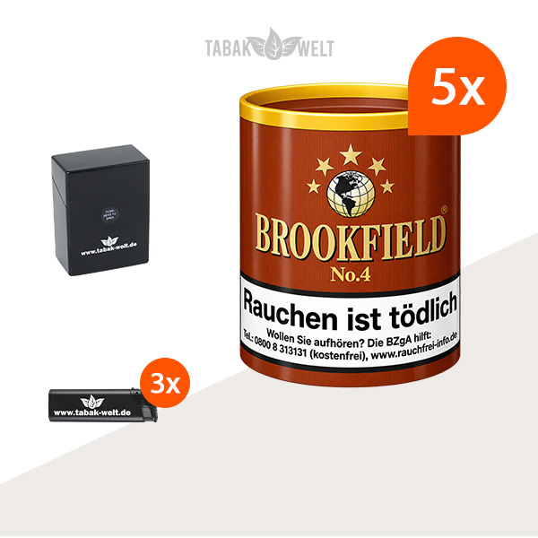 Brookfield No. 4 Pfeifentabak 5er-Set mit Etui