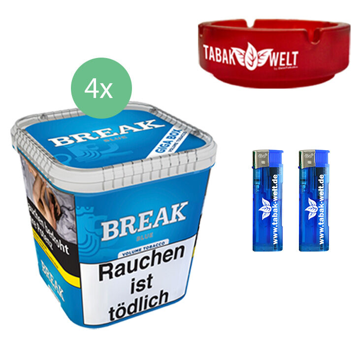 Break Tabak Blue 4 x Giga Box mit Aschenbecher