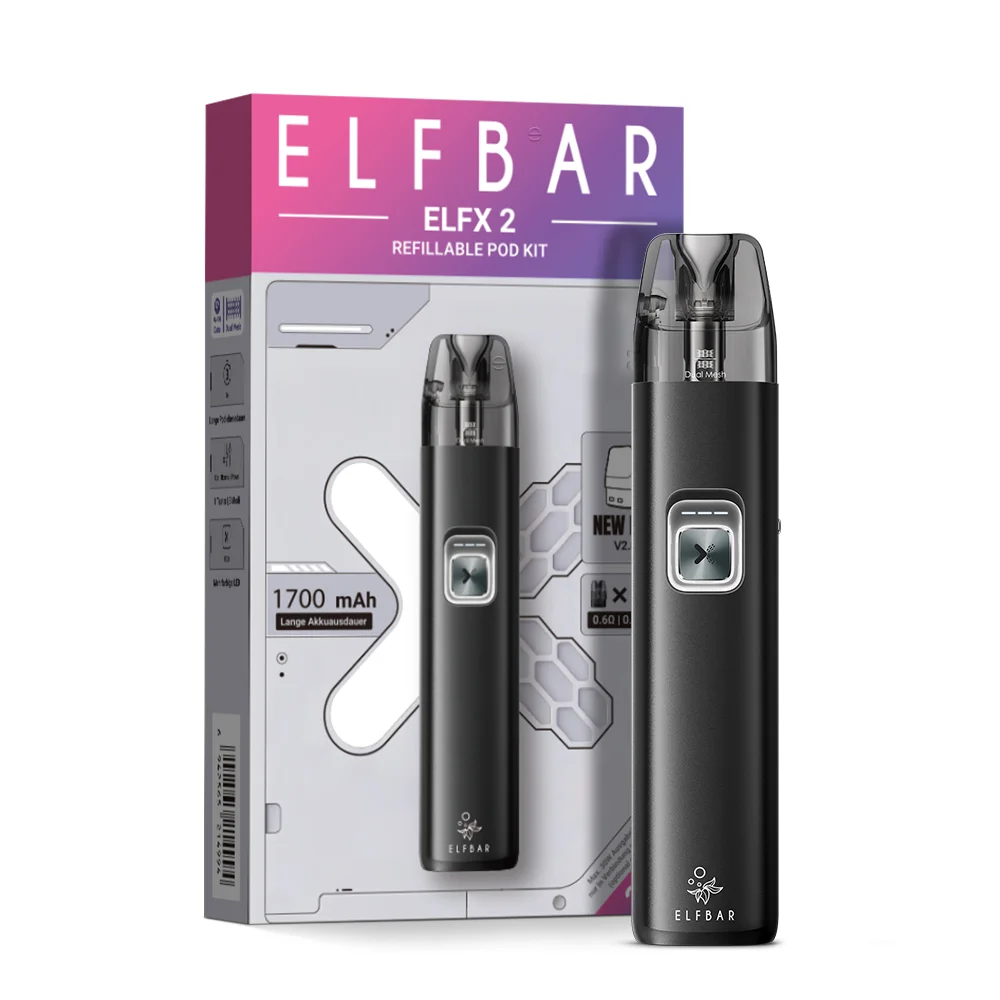 Elfbar Elfx 2 E-Zigaretten Kit in Matte Black inklusive Device und 2 Leerpods
