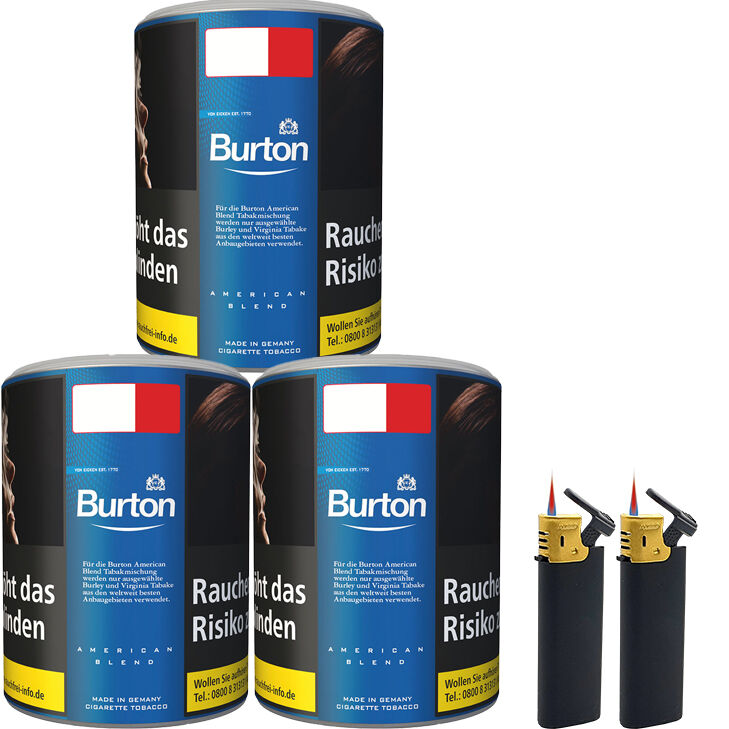 Burton Blue / Blau 3 x 120g mit Sturmfeuerzeugen