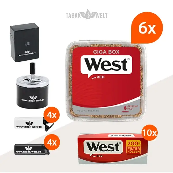west-red-volumentabak-6x-giga-box-mit-2000-filterhuelsen-und-aschenbecher
