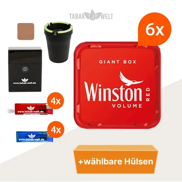 Winston Volumentabak 6 x Giant Box mit wählbarem Hülsen und Etui
