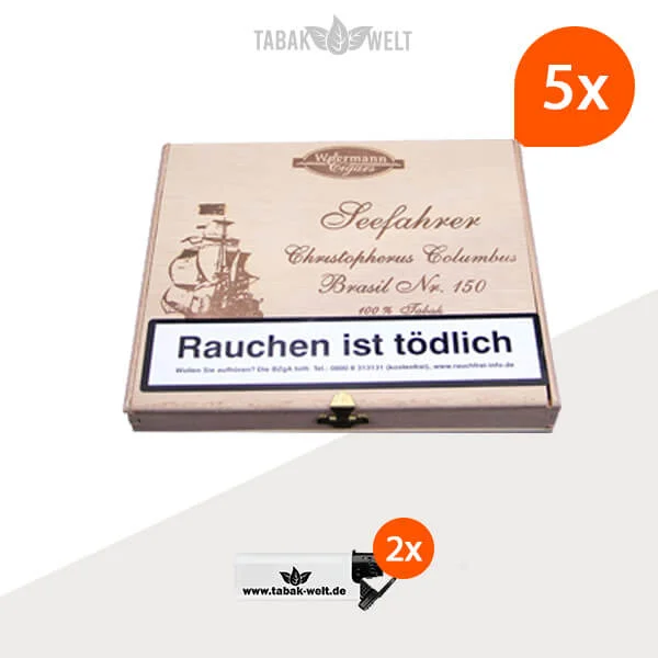 Woermann Cigars Seefahrer Zigarren Christopherus Columbus BRASIL NO.150 klein 5x Kisten
