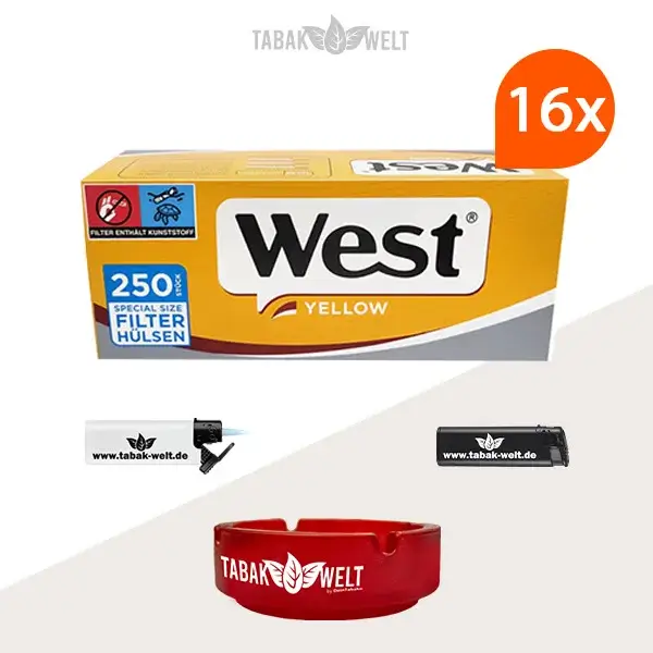 16x-west-special-size-yellow-filterhuelsen-250er-4000-stueck-mit-aschenbecher