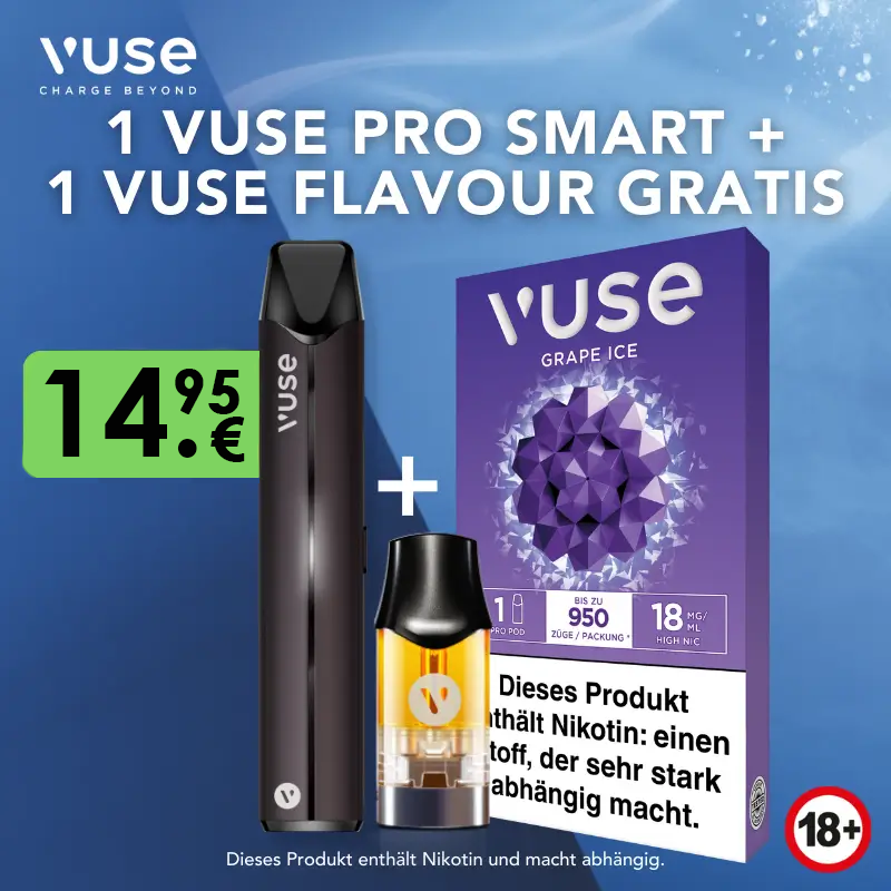 1 Vuse Pro Smart + 1 Vuse Flavour Grape Ice Gratis 