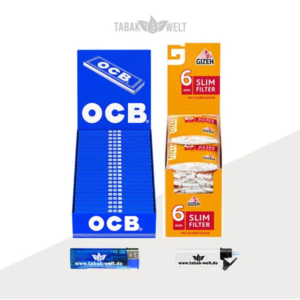 OCB Blau Blättchen mit Gizeh Slim Filtern im Set