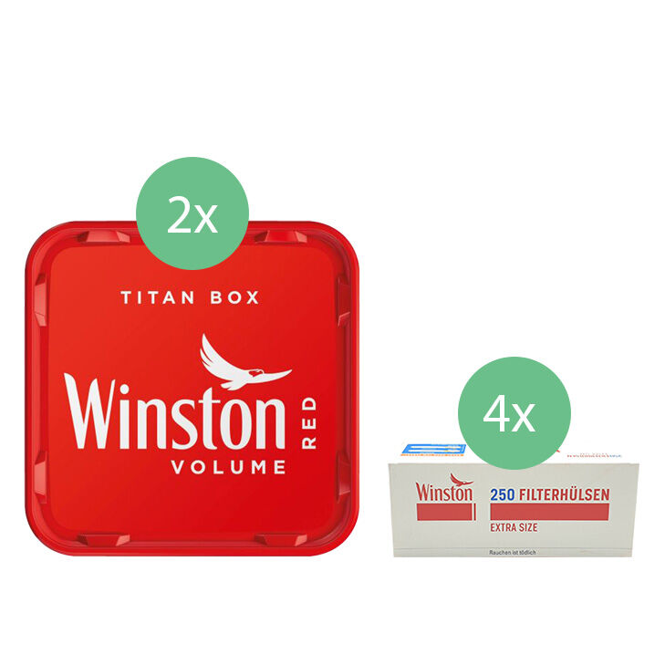 Winston Tabak 2 x Titan Box mit 1000 Extra Size Hülsen