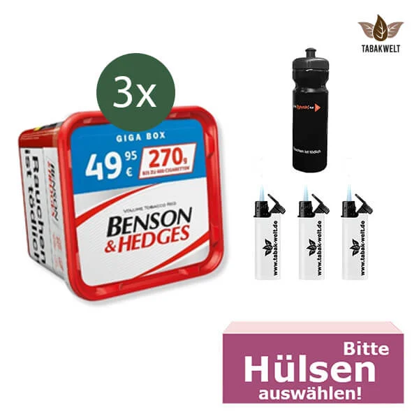 Benson und Hedges 3 x Giga Box Red mit wählbaren Hülsen