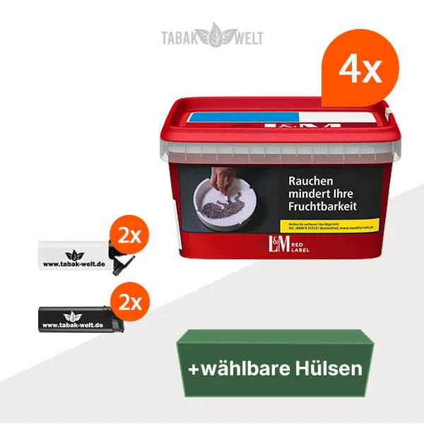 L&M Tabak 4 x Mega Box mit Wählbaren Hülsen
