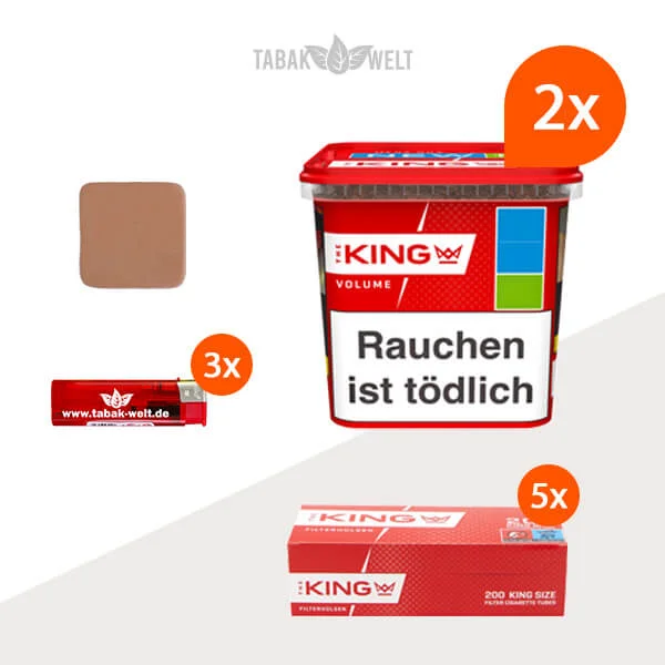 King Red Volumentabak 2x Mega-Box mit 1000 King Size Hülsen 