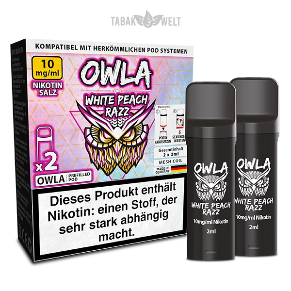 Owla E-Zigaretten Pods White Peach Razz 10mgml