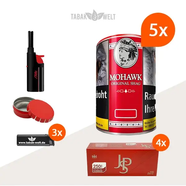 mohawk-original-shag-feinschnitt-tabak-5x-dose-mit-1000-special-size-huelsen-und-feuerzeugen