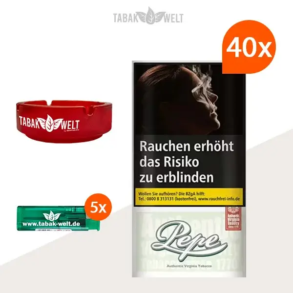 Pepe Fine Green Drehtabak 40x Pouch mit Aschenbecher