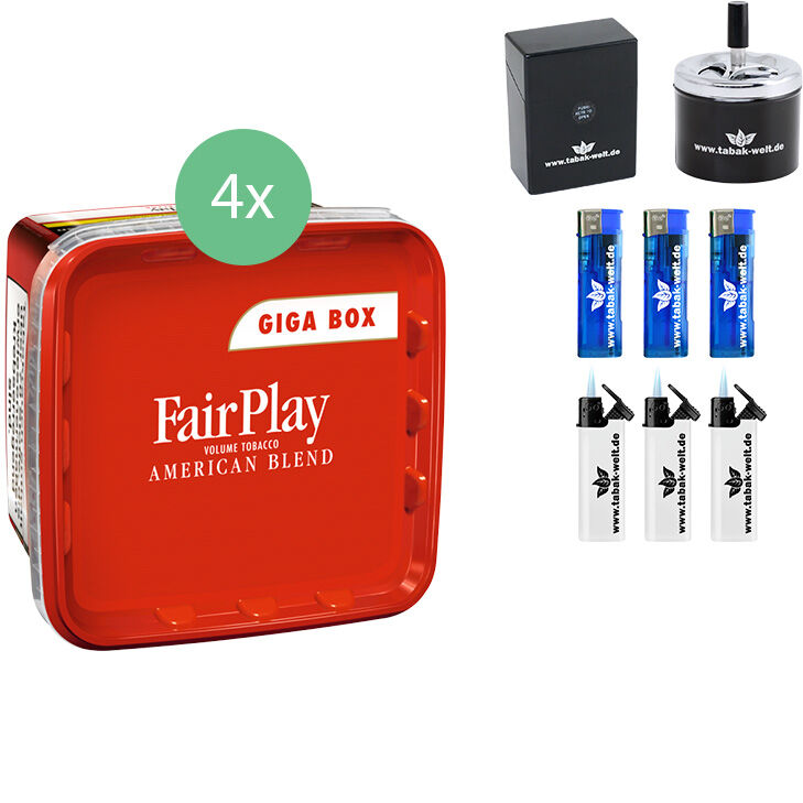 Fair Play Volumentabak 4 x Giga Box mit Aschenbecher