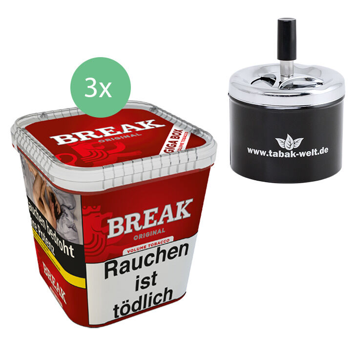 Break Orginal Tabak 3 x Giga Box mit Aschenbecher