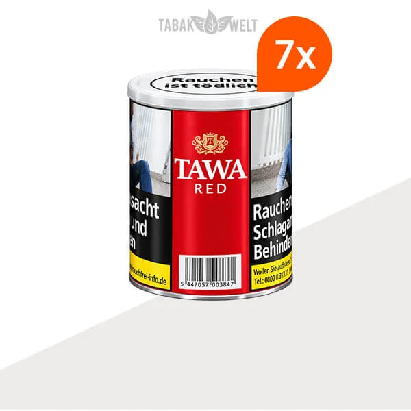 Tawa Red Feinschnitt Tabak im 7er-Pack mit sieben Dosen