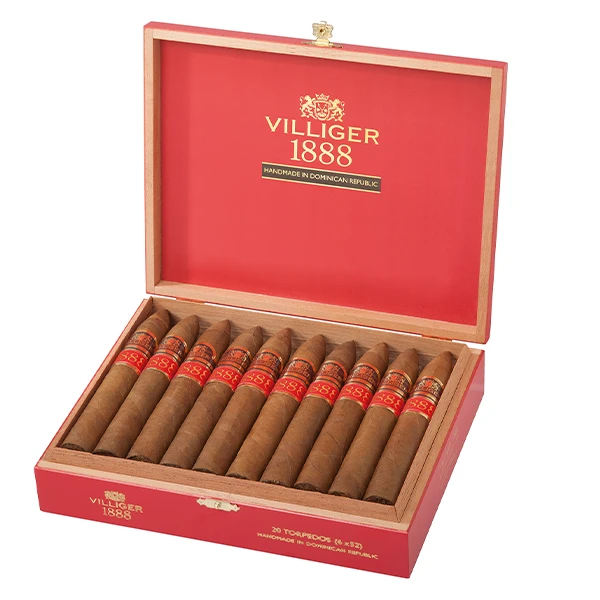 VILLIGER 1888 Zigarren Dominican Republic Torpedo Kiste offen