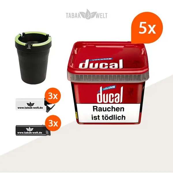 ducal-red-volumentabak-5x-eimer-mit-aschenbecher