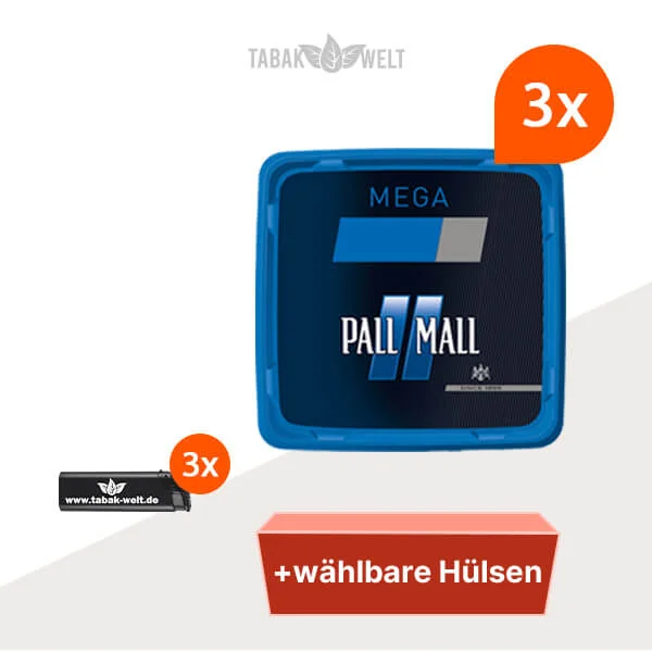 Pall Mall Tabak Blau 3 x Mega Box mit Wählbaren Filterhülsen Pall Mall Tabak Blau 3 x Mega Box mit Wählbaren Filterhülsen