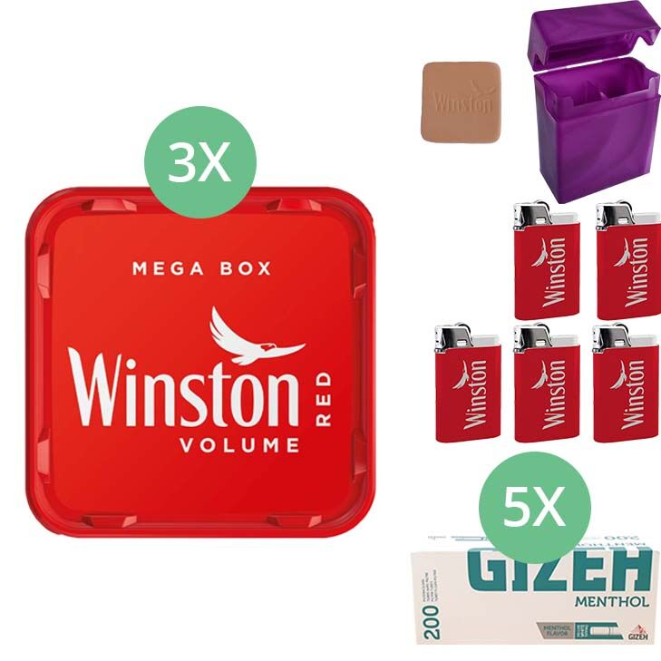 Winston Mega Box 3 x 135g mit 1000 Menthol Hülsen
