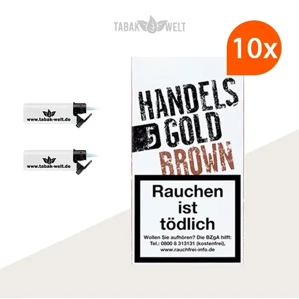 Handelsgold Brown Zigarillos 20 x 5 Stück mit 2 Sturmfeuerzeugen