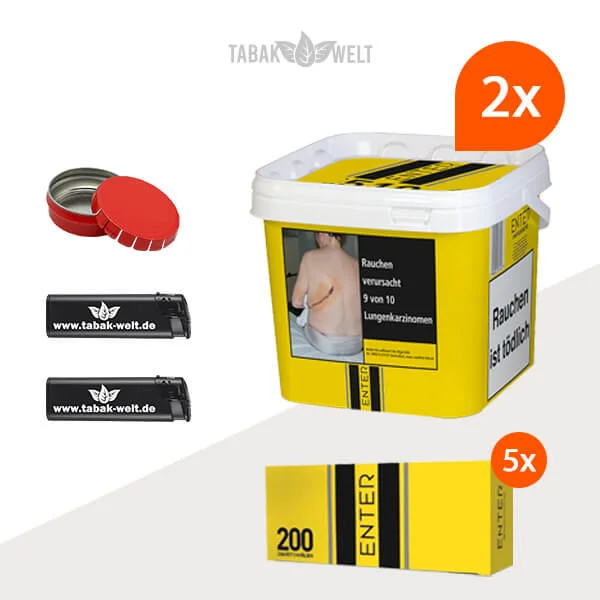 Enter Volumentabak 2x Eimer mit 2000 Benson Hülsen und Aschenbecher