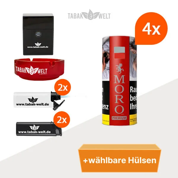 4x-moro-red-premium-Dose-waelbaren-huelsen-und-Etui-Aschenbecher