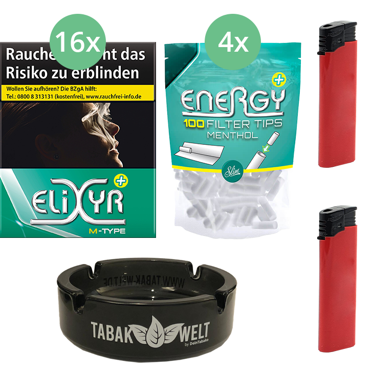 Elixyr Plus Zigaretten 16 x 23 + 400 Energy Menthol Filter Tips