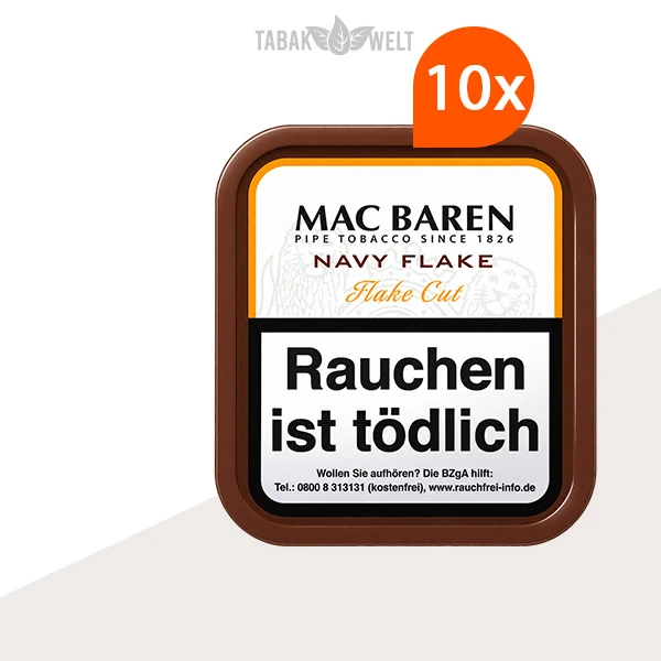 Mac Baren Navy Flake Pfeifentabak – 10x Pouch