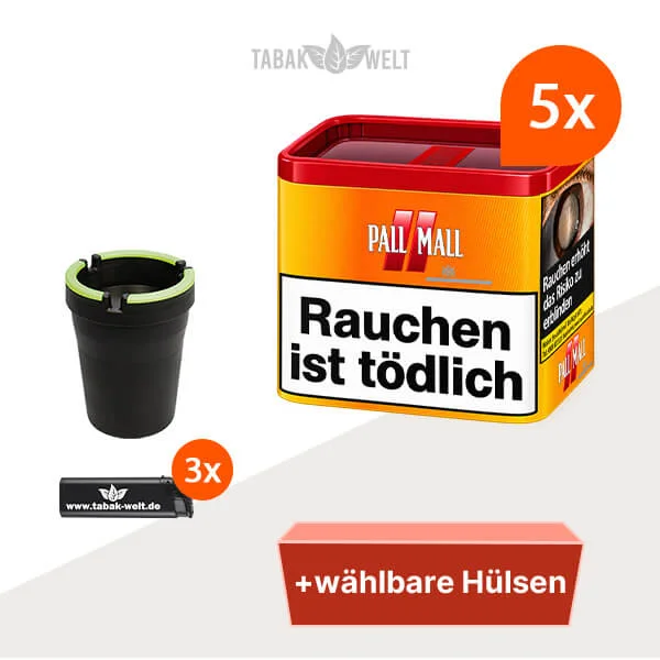 Pall Mall Volumentabak Allround Red 5 x Dose mit wählbaren Hülsen