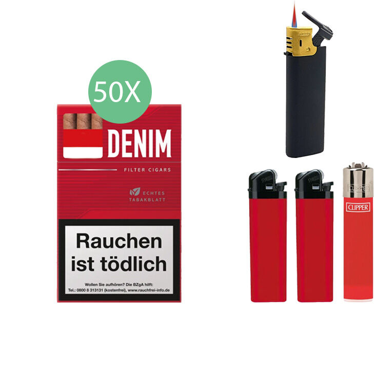 Denim Red Zigarillos mit Filter (5 Stangen) 50 x 17 Stück