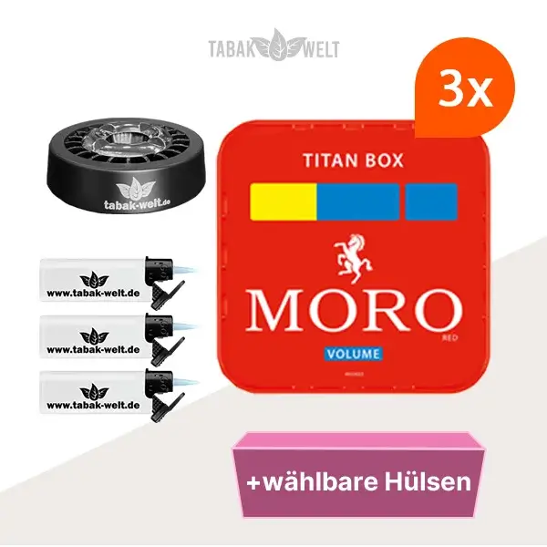 3x--Moro-tabak_wahlbaren_hulsen_mit_stopftableten_sturmfeuerzeug-Rouletaschenbecher 3x--Moro-tabak_wahlbaren_hulsen_mit_stopftableten_sturmfeuerzeug-Rouletaschenbecher