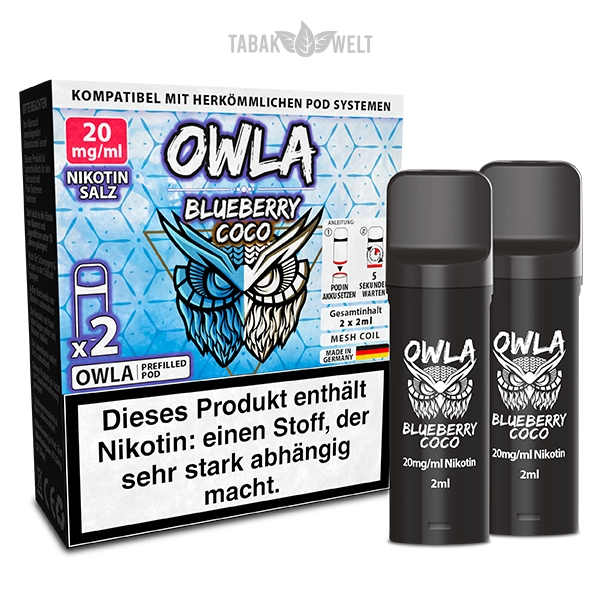 Owla E-Zigaretten Pods Blueberry Coco 20mgml