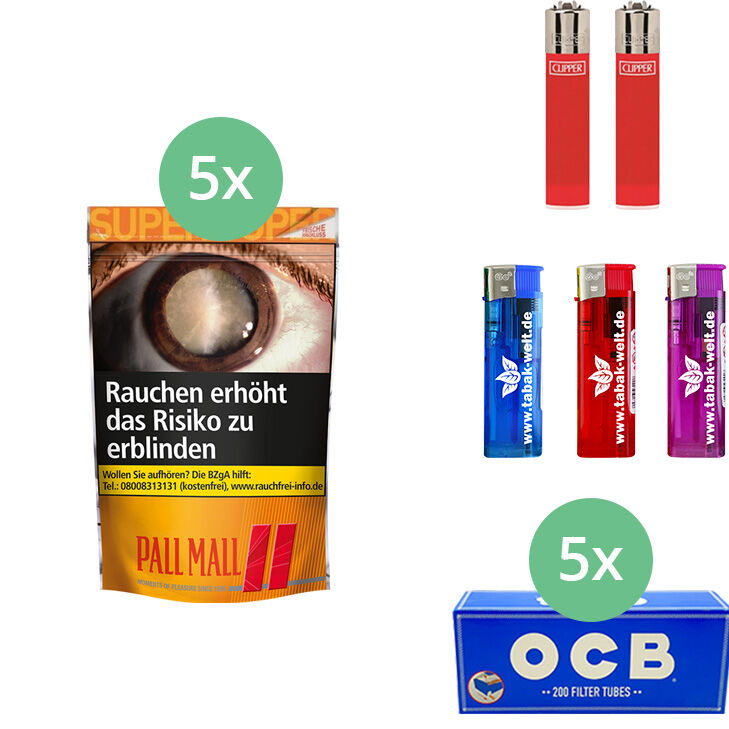 Pall Mall Allround Red 5 x Super Beutel mit 1000 OCB Hülsen