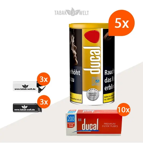 ducal-gold-feinschnitt-tabak-5x-dose-mit-2000-filterhuelsen