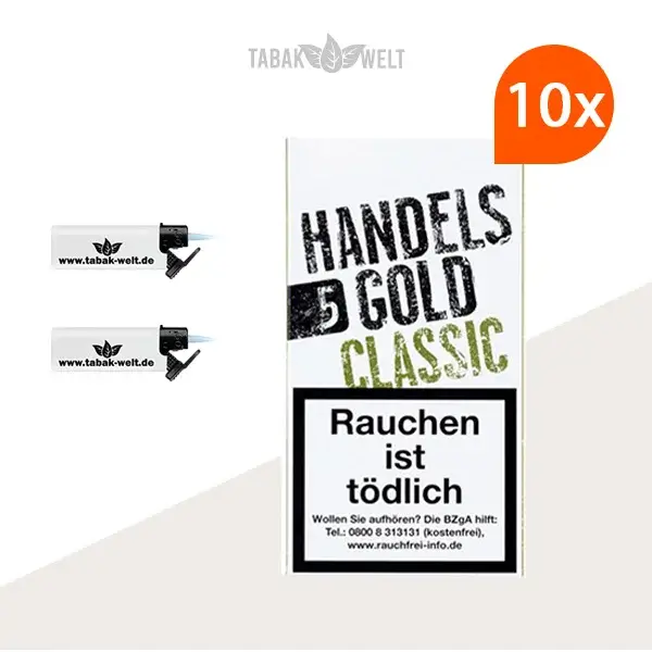 Handelsgold Classic Zigarillos 10 x 5 Stück mit Feuerzeugen