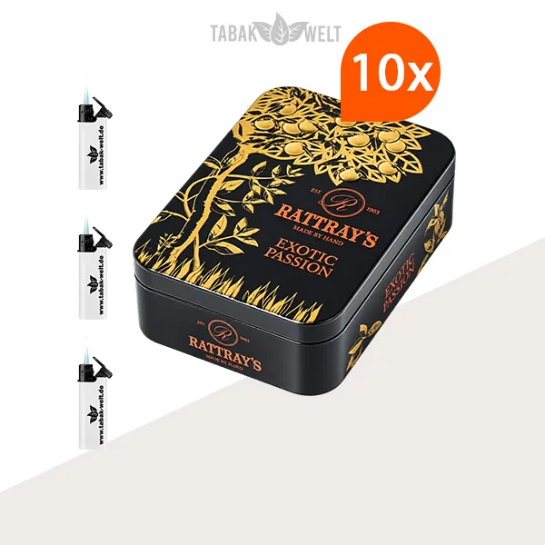 Rattray’s Artist Collection Exotic Passion Pfeifentabak – 10er-Dose mit Feuerzeugen