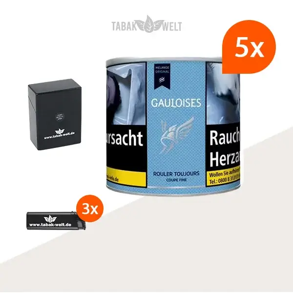 Gauloises Mélange Original Feinschnitt Tabak 5x Dose mit Etui