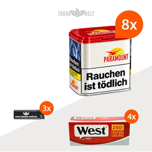 Paramount Red Volumentabak 8 x Dose mit 1000 Special Size Filterhülsen