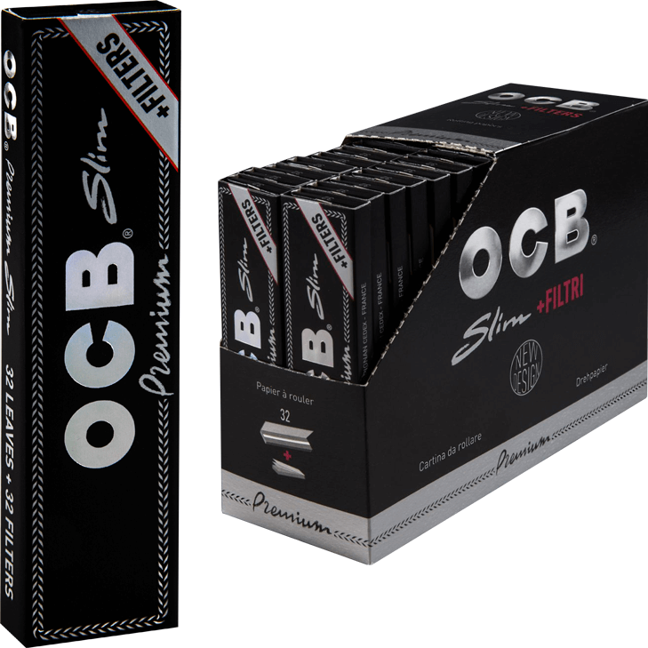 OCB Schwarz Premium Long Slim 32 x 32 Blatt mit Tips