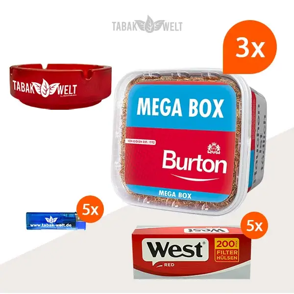 burton-red-volumentabak-3x-mega-box-mit-1000-filterhuelsen-und-glas-aschenbecher