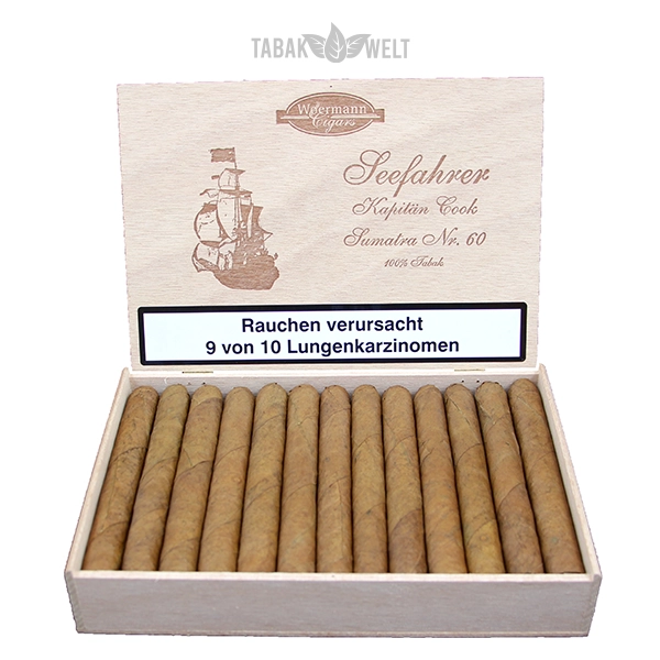 Woermann Cigars Seefahrer Zigarren Kapitän Cook Sumatra No. 60 Offen