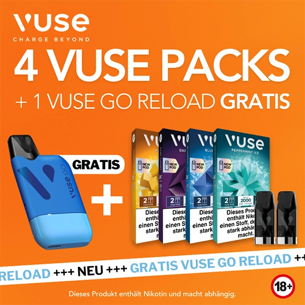 4 Vuse Packs plus 1 Vuse Go Reload Gratis